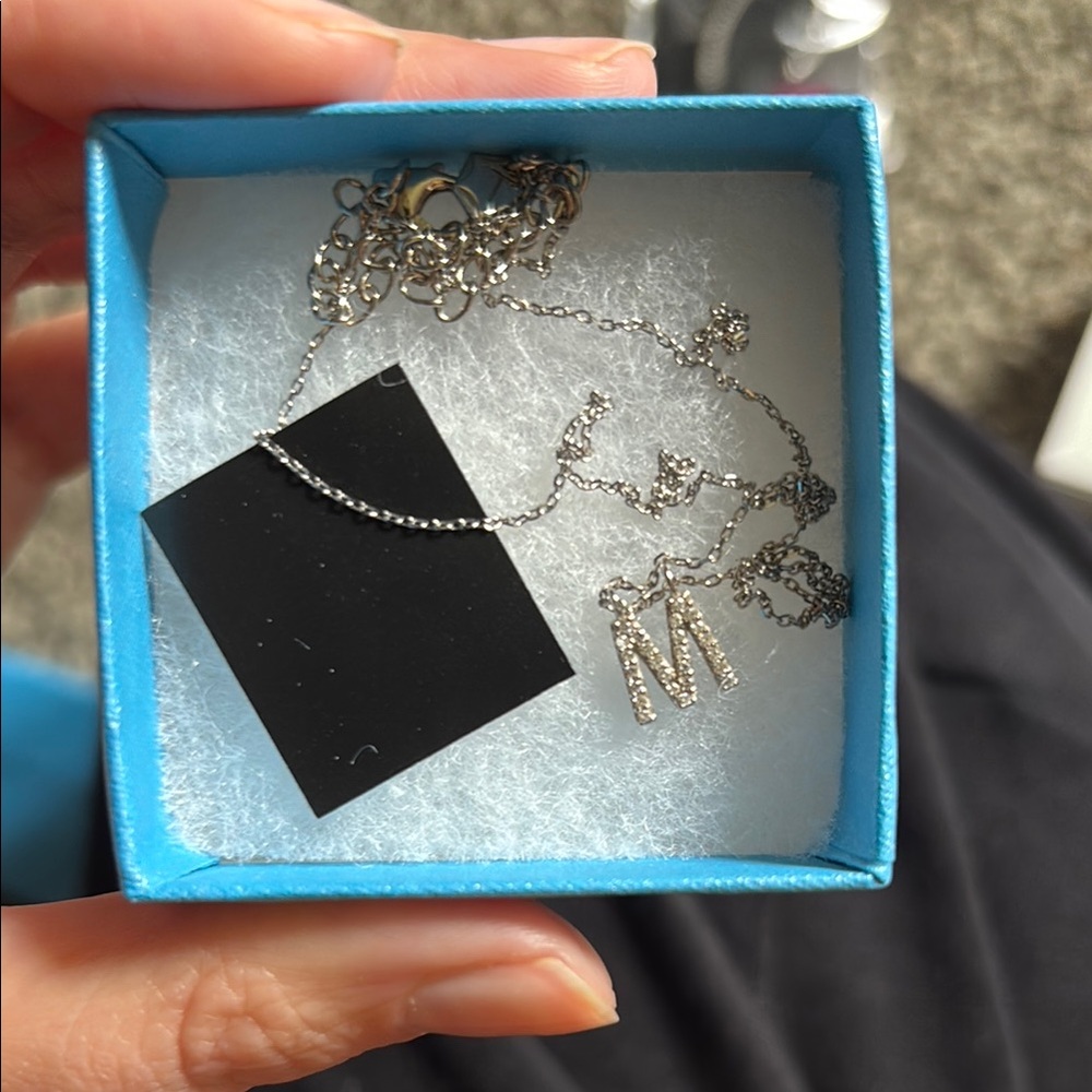 Touchstone Crystal Silver Necklace with M Pendant
